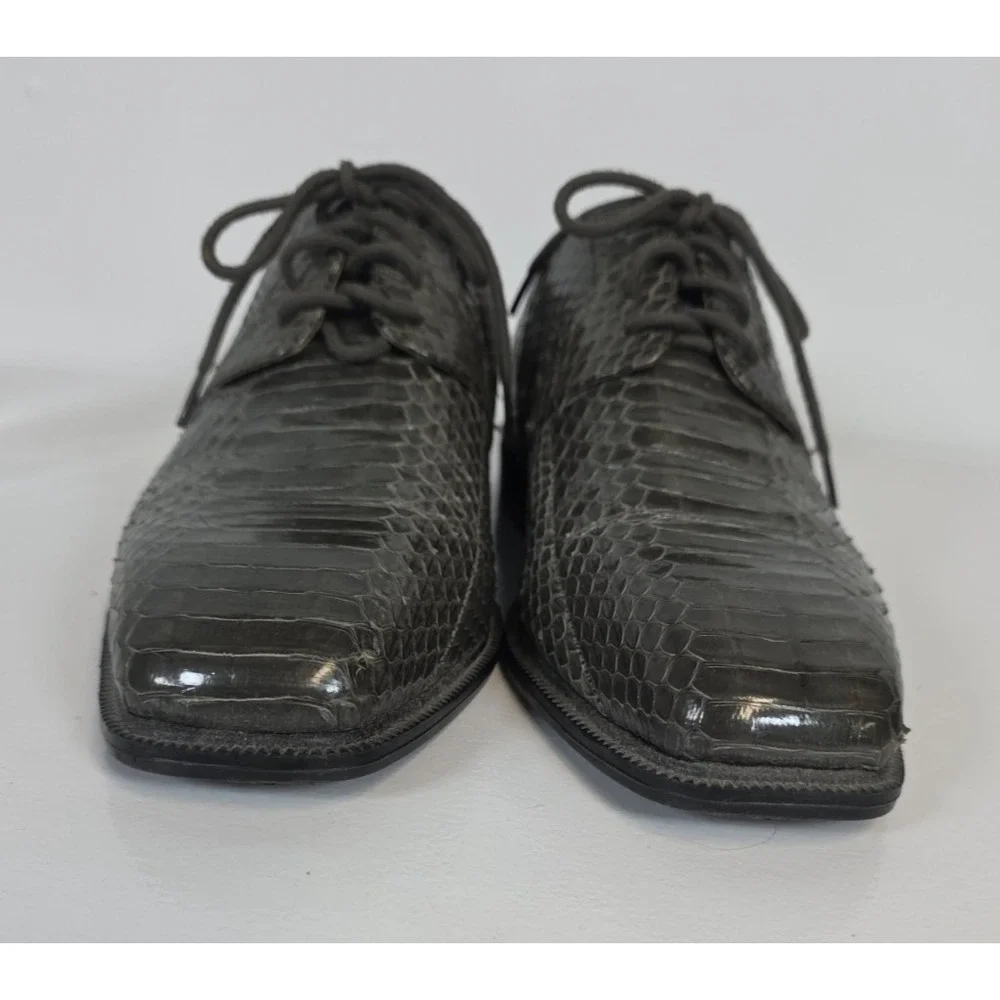 Genuine Snake Skin Shoes Mens 7 Giorgio Brutini Private Collection Gray‎ Oxford